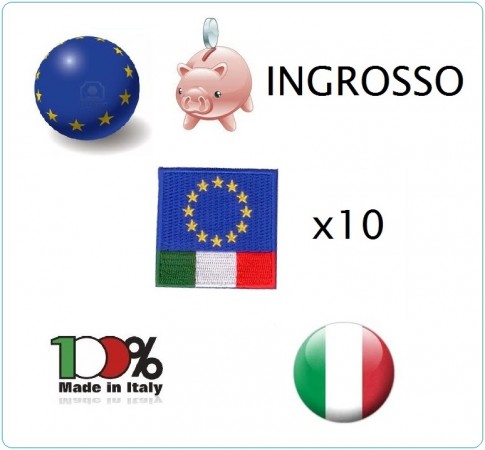 Patch Toppa Bandiera EuroItaly Euro Italy Ricamato con Velcro INGROSSO X 10 pezzi  Art.ING-EUI4