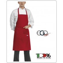 Grembiule Cucina Pettorina con Tascone cm 90x70 Rosso Fuco  Ego Chef Italia Art.6103007C