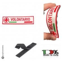 Toppa Patch Lineare Gommata 3D PVC Croce Rossa Italiana VOLONTARIO per Tuta Soccorritore NEW Art. PVC-33