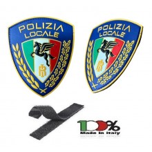Patch Toppa Scudetto con Velcro PVC 3D  ITALIA + LOGO cm 9x7.50 Grande Polizia Locale Pegaso New Art. PVC-11