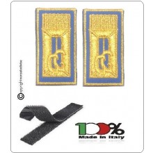 Alamari Ricamati con Velcro Blu Per Polo o Camicia e Tuta Operativa Polizia Locale Vigilanza Security cm 7.00x3.50 Art.NSD-ALA-G