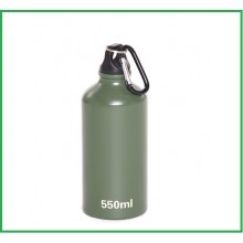 Bottiglia In alluminio  FOSCO Verde 550 ml Con Moschettone Art.349510