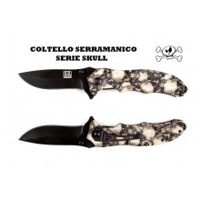 Coltello Serramanico con Rompivetro  Serie Skull Teschi Panna INC 101 Collezione Art. 457400