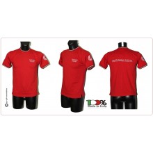 T-shirt Girocollo Manica Corta Italia Rossa Tricolore ItaliaRicamata Croce Rossa Italiana CRI C.R.I.  Art.CRI-TRI-R