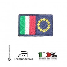 Patch Toppa Ricamata a macchina Termoadesiva Italia Europa 4.00x2.50  Art.IT-EU