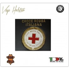 Placca con Supporto Cuoio Da Inserire Al Portafoglio Croce Rossa Italiana CRI C.R.I. 1WG Vega Holster Italia Art. 1WG-08