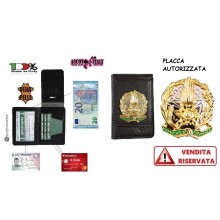 Portafoglio Porta Placca Vera Pelle Portadocumenti Guardia di Finanza Tutto Nero Ascot Italia New Art. 600GDF