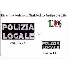 Patch Toppa Vendita a Coppia Grande 23x10 + Piccola 11x5 POLIZIA LOCALE per Giubbotto Antiproiettile o Gilet Tattico Art.PL-23x10