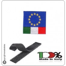 Patch Toppa Bandiera EuroItaly Euro Italy Ricamato con Velcro 4x4 cm Art.NSD-EUI4