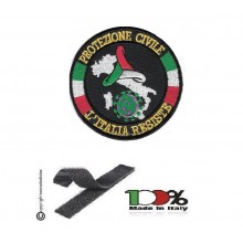 Patch Toppa Ricamata con Velcro  Protezione Civile  Nuovo Logo L'ITALIA RESISTE Art. NSD-IR-3