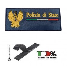 Toppa Petch Targhette con Velcro Logo + Scritta Polizia di Stato Prodotto Ufficiale cm 10x5 Art. MP-PSX
